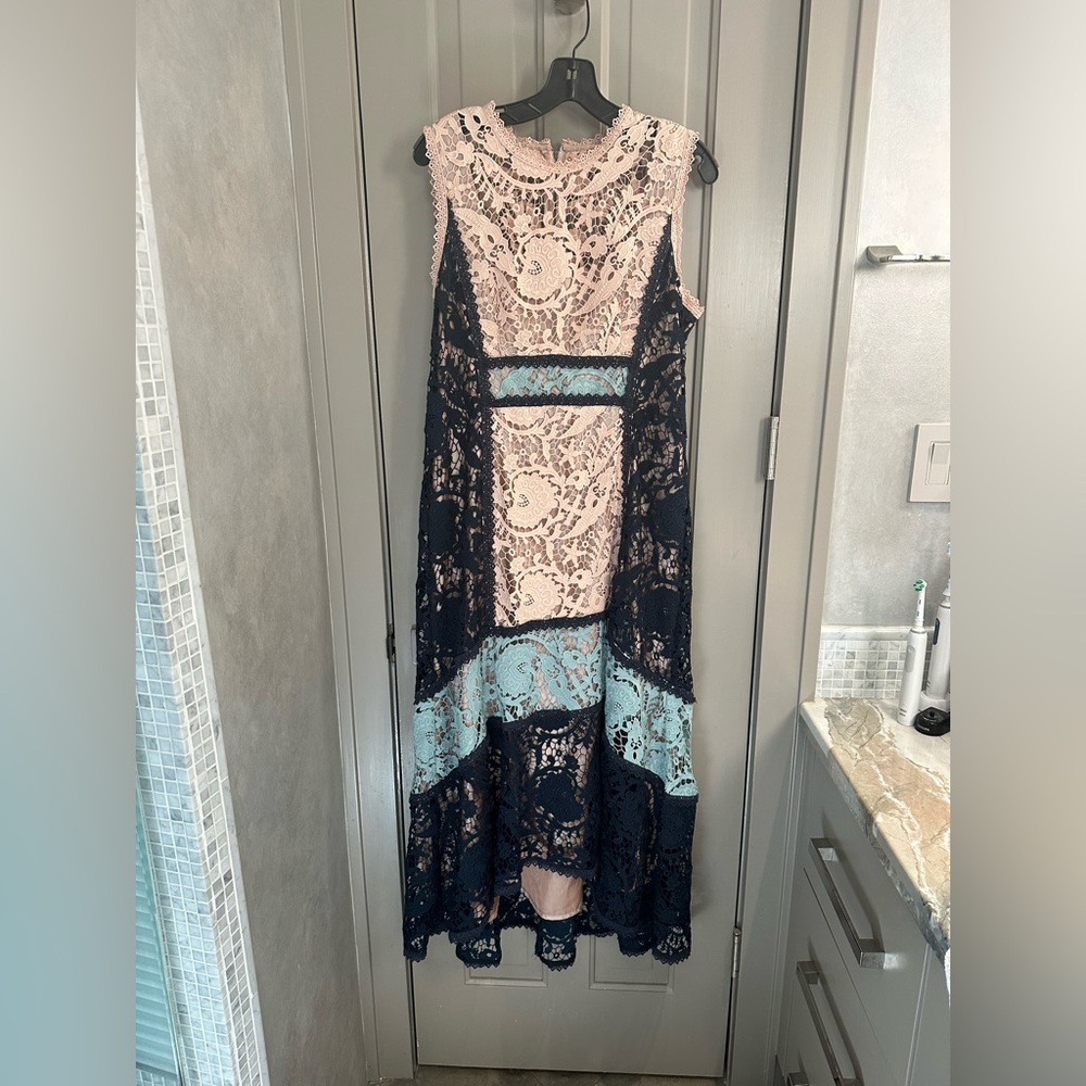 Nanette Lepore Baroque Lace Dress Petal and Navy 12